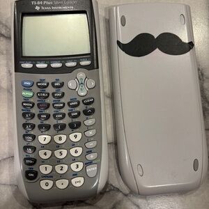 Texas Instruments TI-84 Plus Silver Edition with Mustache Cover